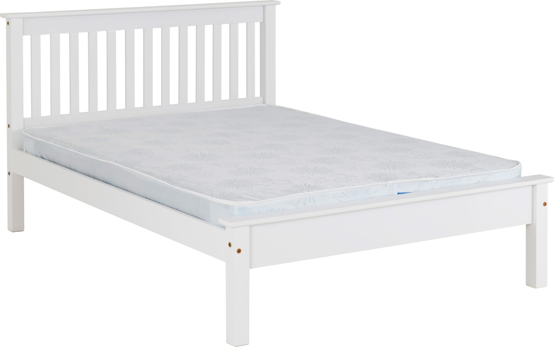 Monaco 4ft6 Double Bed Low Foot End - White - Budget Deals