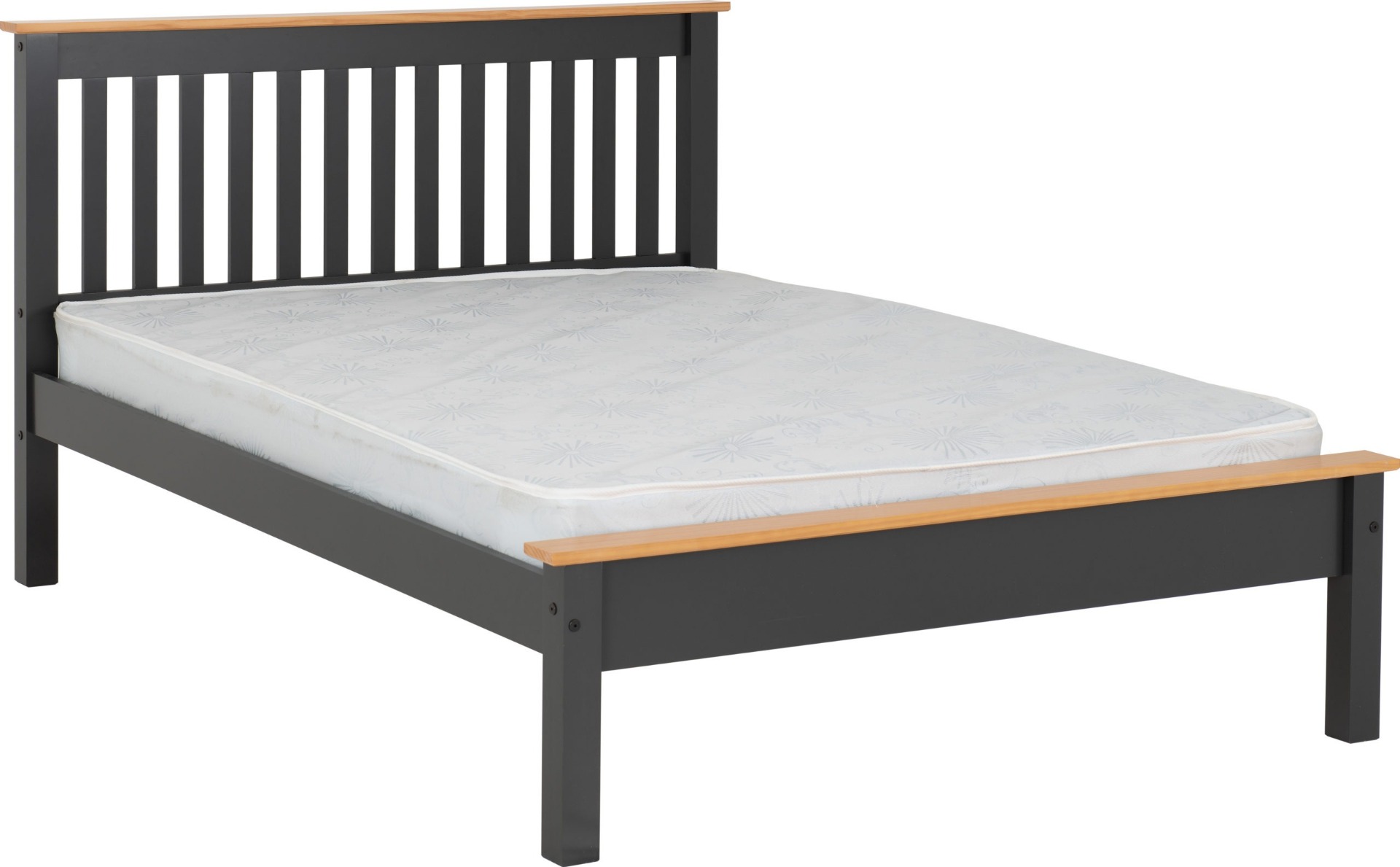 Monaco 4ft6 Double Bed Low Foot End - Grey Oak Effect - Budget Deals