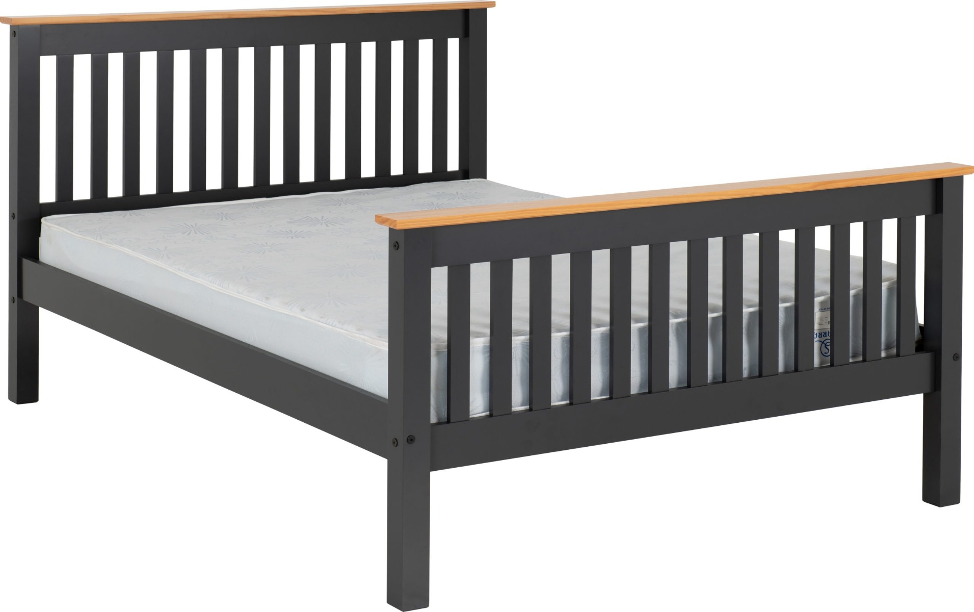 Monaco 5ft Kingsize Bed High Foot End - Grey Oak Effect - Budget Deals