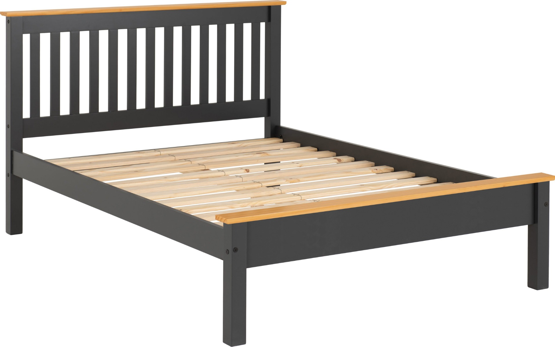 Monaco 5ft Kingsize Bed Low Foot End - Grey Oak Effect - Budget Deals