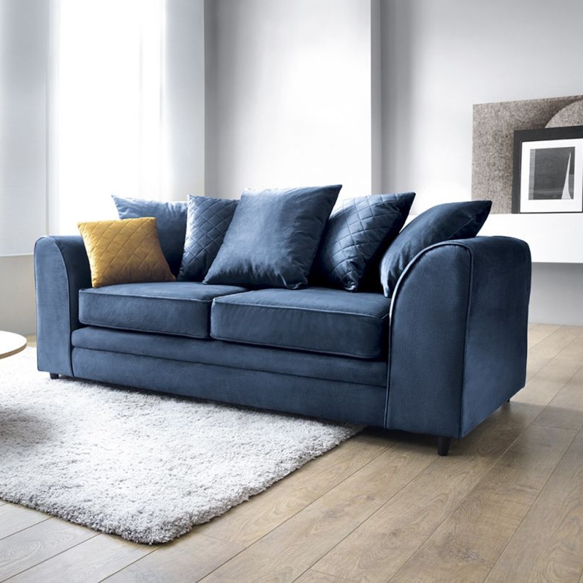 Chic Velvet 3 Seater Sofa - Dark Blue - Moonlight Interiors