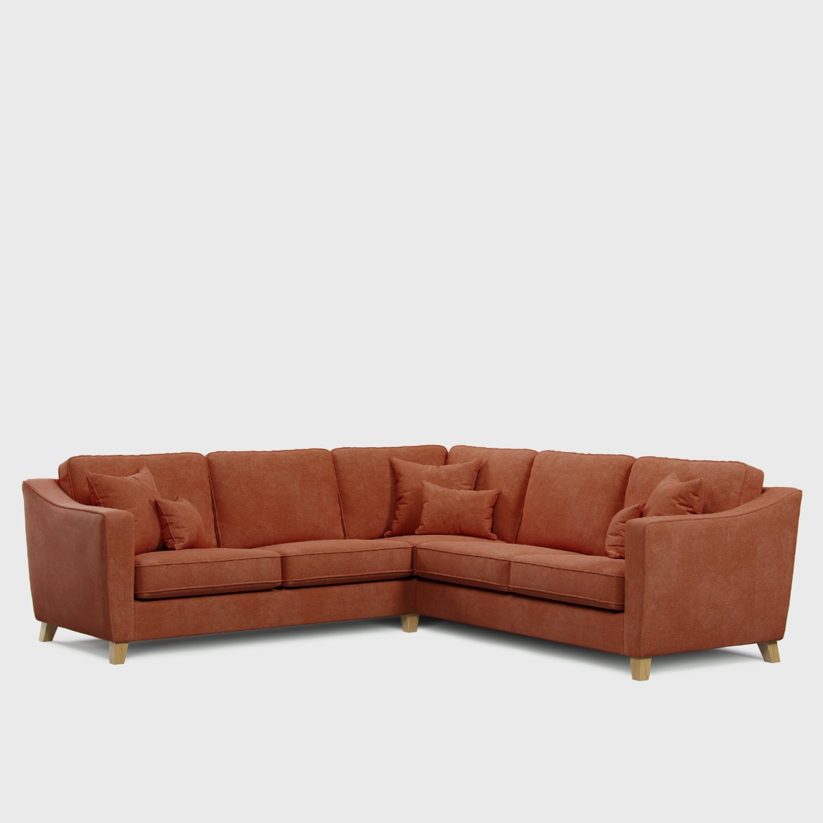 Corner Sofa - KRISTY Fabric 4 Seater Right Hand Facing - Orange - Edgbaston Living