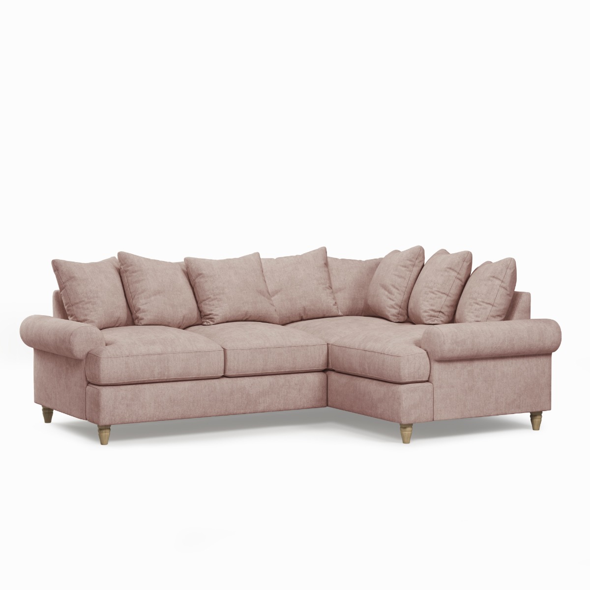 Corner Sofa - LUXE Fabric 3 Seater Left Hand Facing - Pink - Edgbaston Living