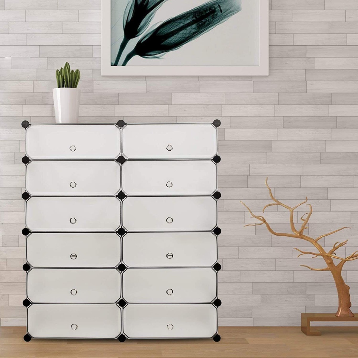Simpli Shoes 12 Cube Shoe Storage - White - Bedroom & More