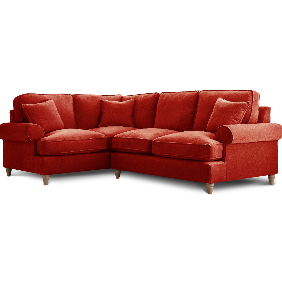 Corner Sofa - RAYONG Fabric 4 Seater Right Hand Facing - Apricot - Edgbaston Living