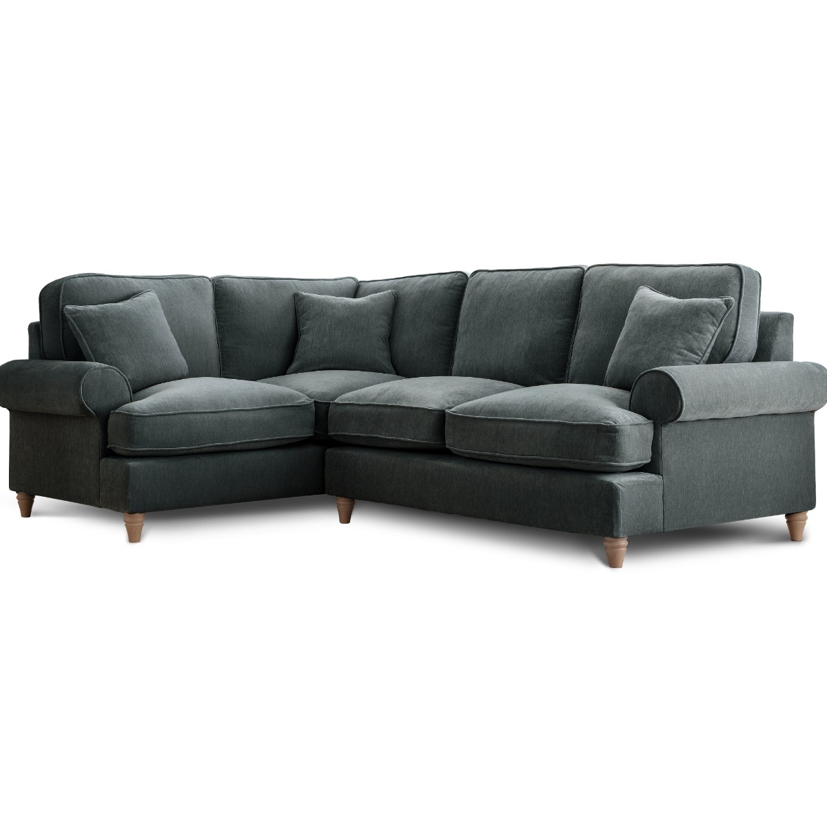 Corner Sofa - RAYONG Fabric 4 Seater Right Hand Facing - Charcoal - Edgbaston Living