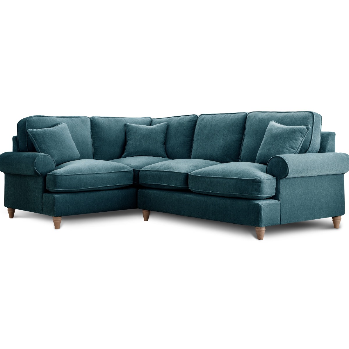 Corner Sofa - RAYONG Fabric 4 Seater Right Hand Facing - Emerald - Edgbaston Living