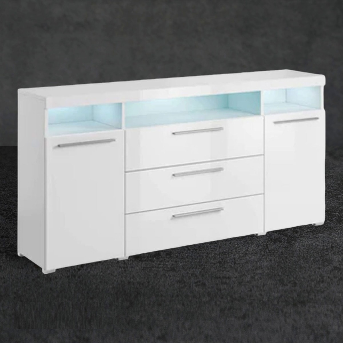 Opulent Orbit Sideboard with 3 Drawers and 2 Doors - White - Art Nest