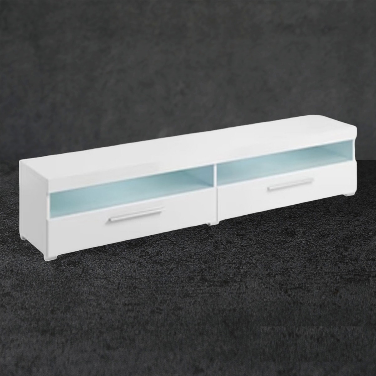 Opulent Orbit TV Cabinet with 2 Drawers in White - 200cm - Art Nest