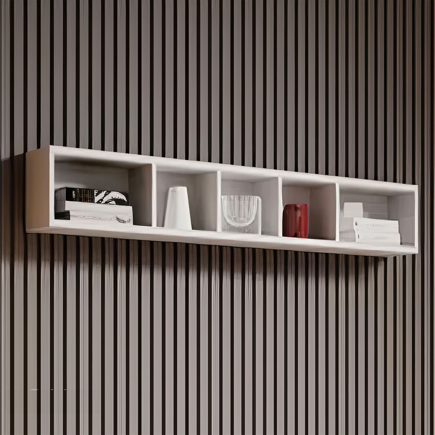 Opulent Orbit Wall Shelf with 5 Compartments - White - Art Nest