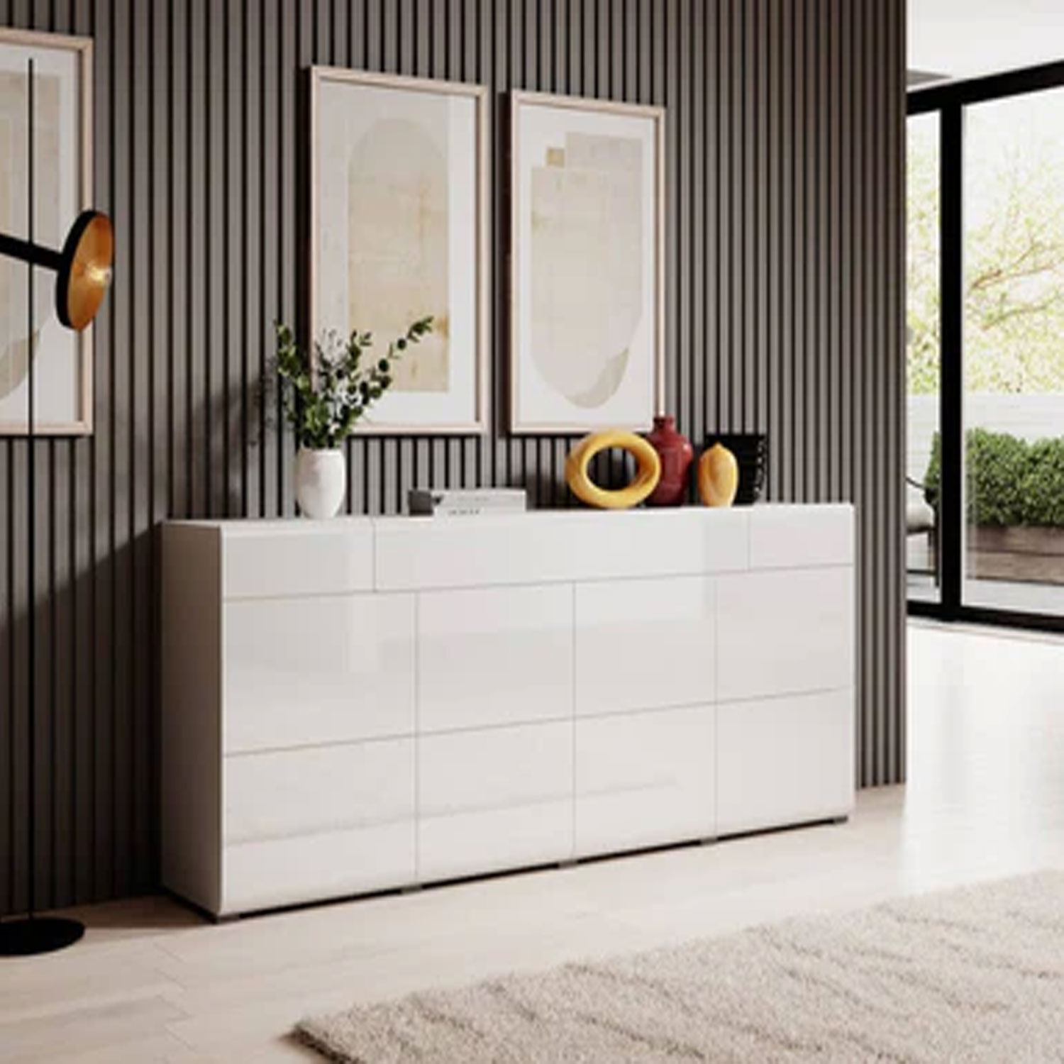 Echo Eden Sideboard with 4 Doors and 1 Drawer - White - Art Nest
