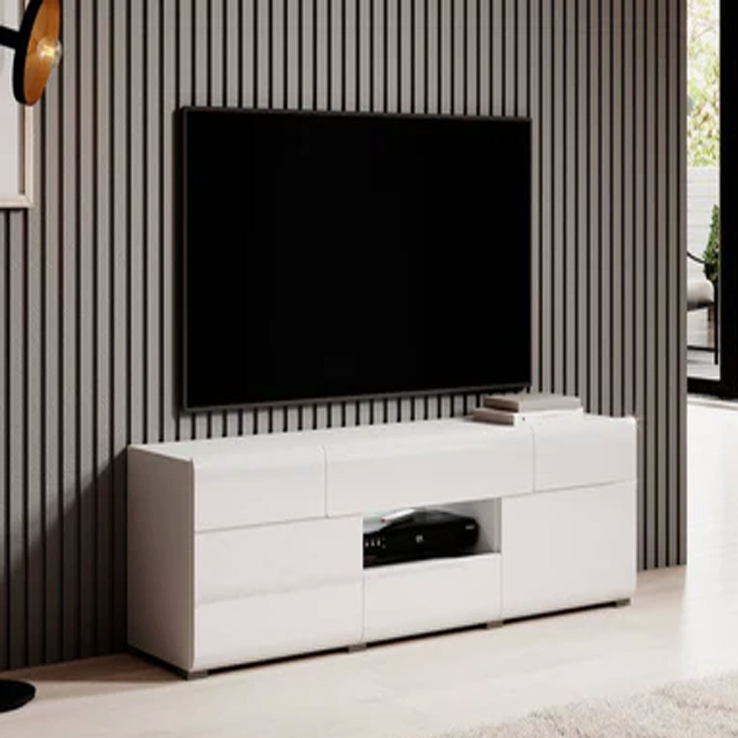 Echo Eden TV Cabinet with 2 Doors in White - 159cm - Art Nest