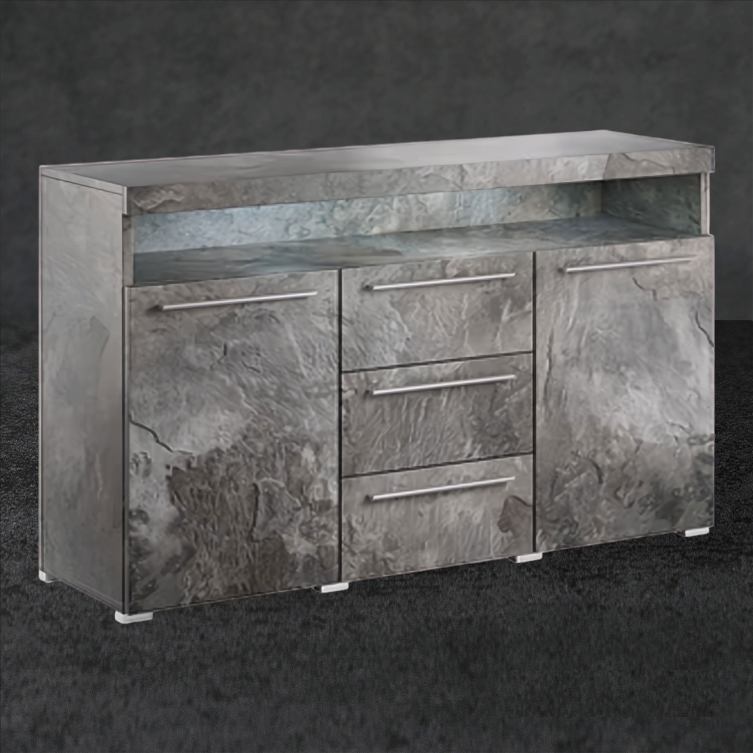 Nomadic Nouveau Sideboard with 3 Drawers and 2 Doors with Open Slot - Schiefer - Art Nest