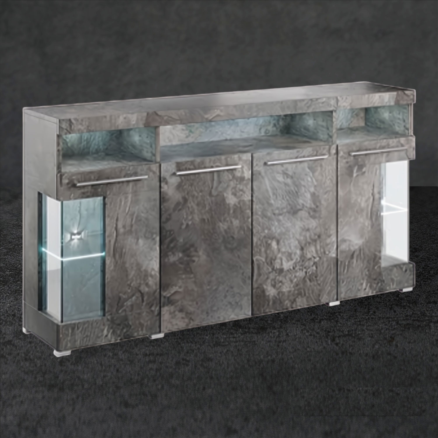 Nomadic Nouveau Sideboard with 4 Doors in Schiefer - 182cm - Art Nest