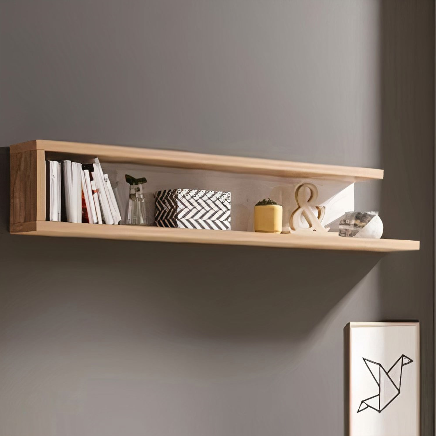 Cynosure Crest Wall Shelf in Oak - 160cm - Art Nest
