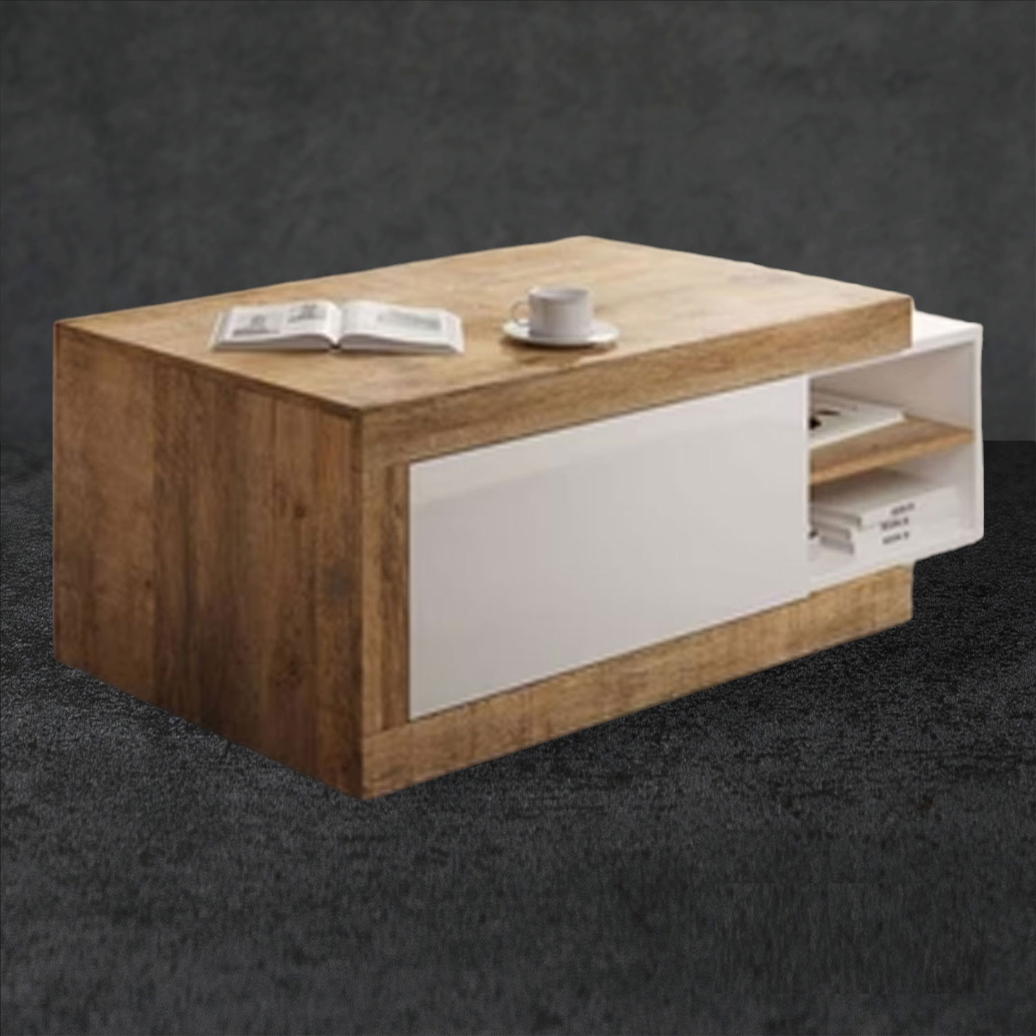 Cynosure Crest Coffee Table - White and Oak - Art Nest