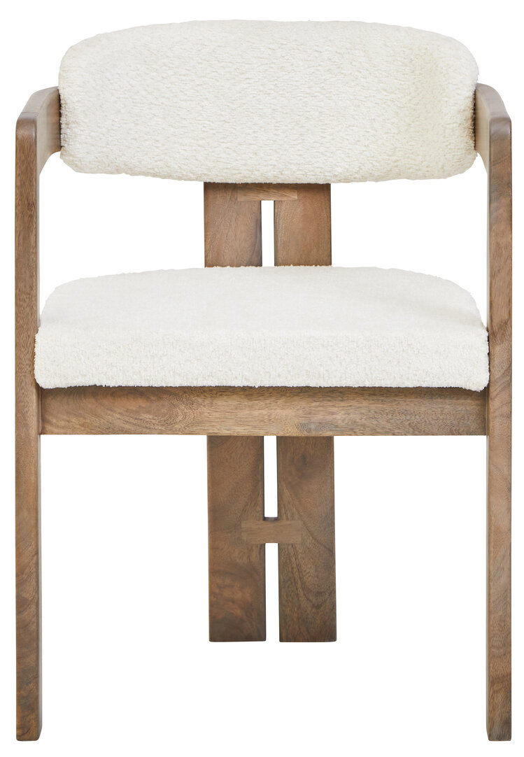 TALVENNE Boucle Fabric Wooden Armchair - Cream and Oak - PH Collection