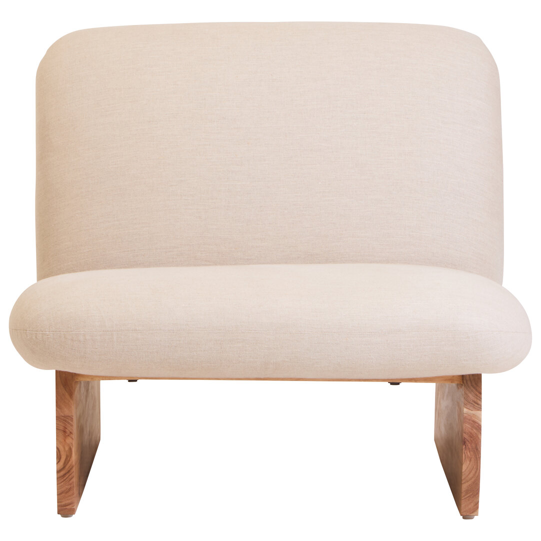 RALVENNA Linen with Wooden Base Armless Chaise Lounge - Cream - PH Collection