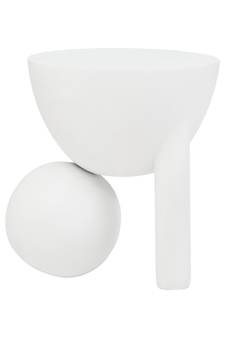 PENWYTHA Round Ball Wooden Side Table - White - PH Collection