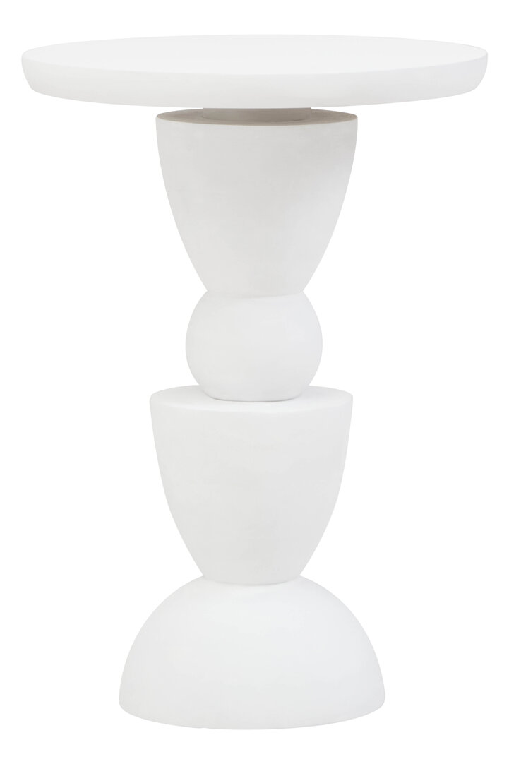 PENWYTHA Circle Column Detail Round Wooden Side Table - White - PH Collection
