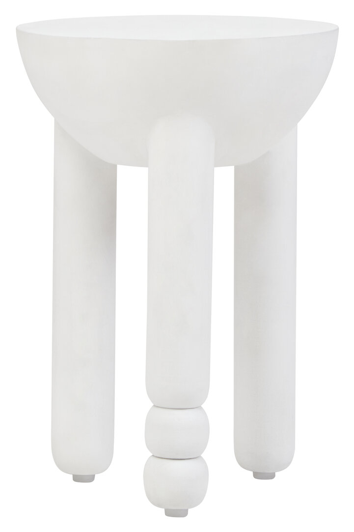 PENWYTHA Round Column Detail Wooden Side Table - White - PH Collection