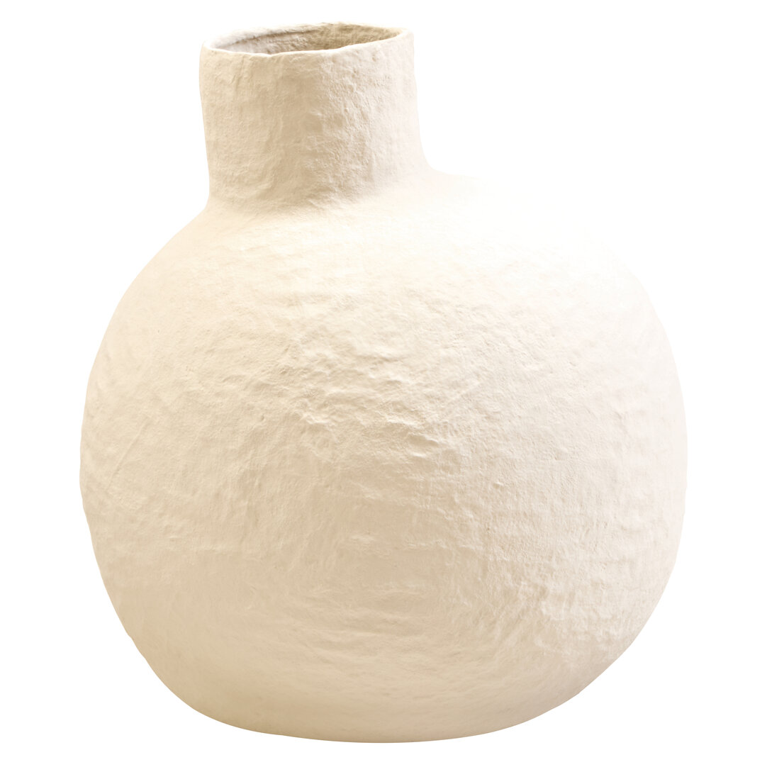 GRENTHRA Round Large Cotton Mache Vase - Cream - PH Collection