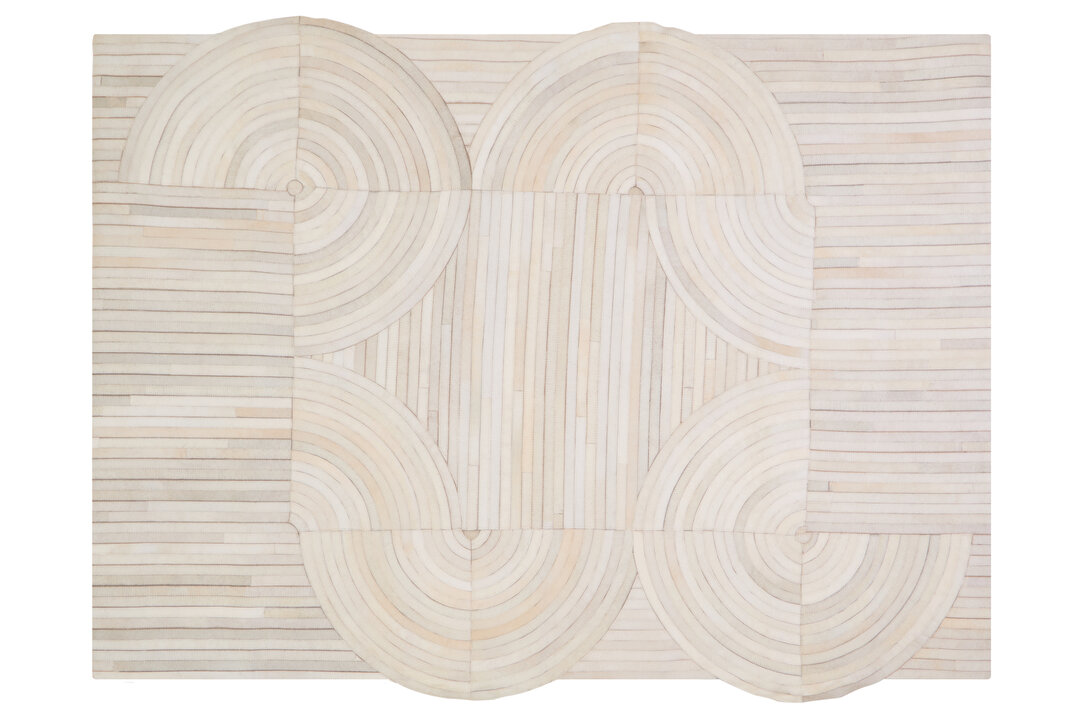 ALDWRETH Large Natural Hair On Leather Rug - Cream - PH Collection