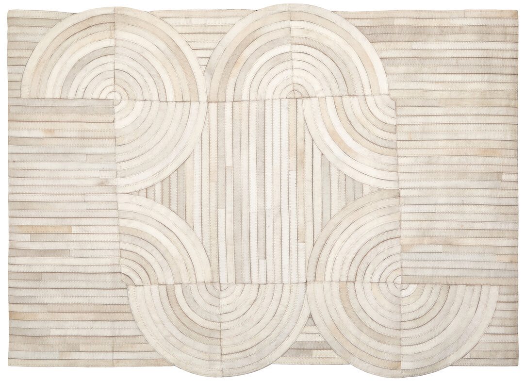 ALDWRETH Small Natural Hair On Leather Rug - Cream - PH Collection