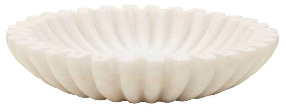 FENWRETH Small Fluted Marble Decorative Bowl - White - PH Collection