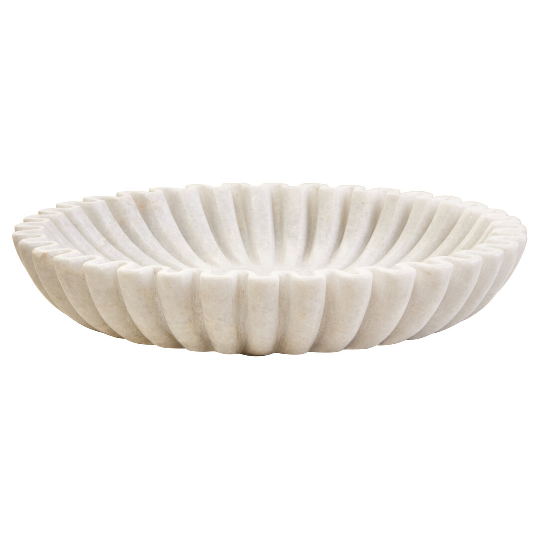 FENWRETH Large Fluted Marble Decorative Bowl - White - PH Collection
