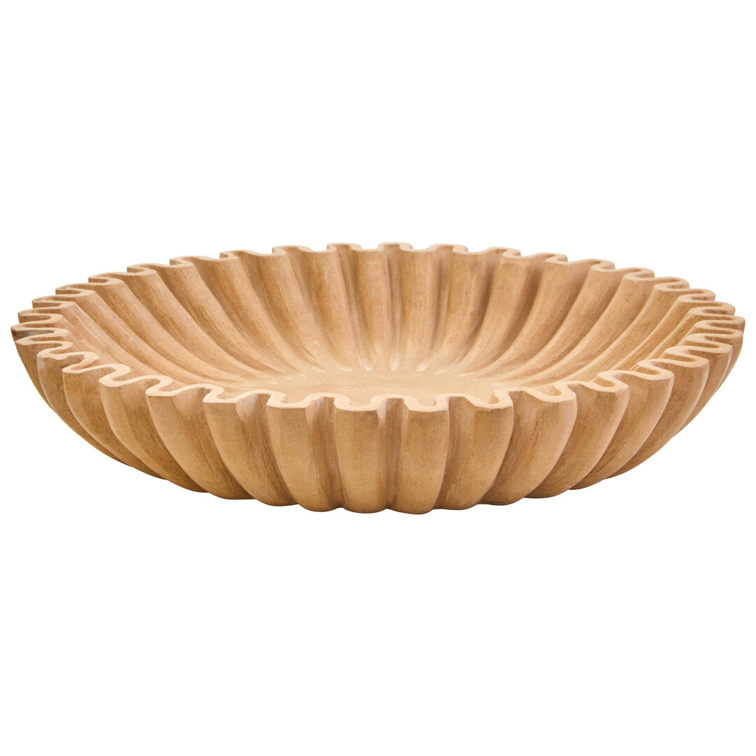 FENWRETH Large Fluted Marble Decorative Bowl - Yellow - PH Collection