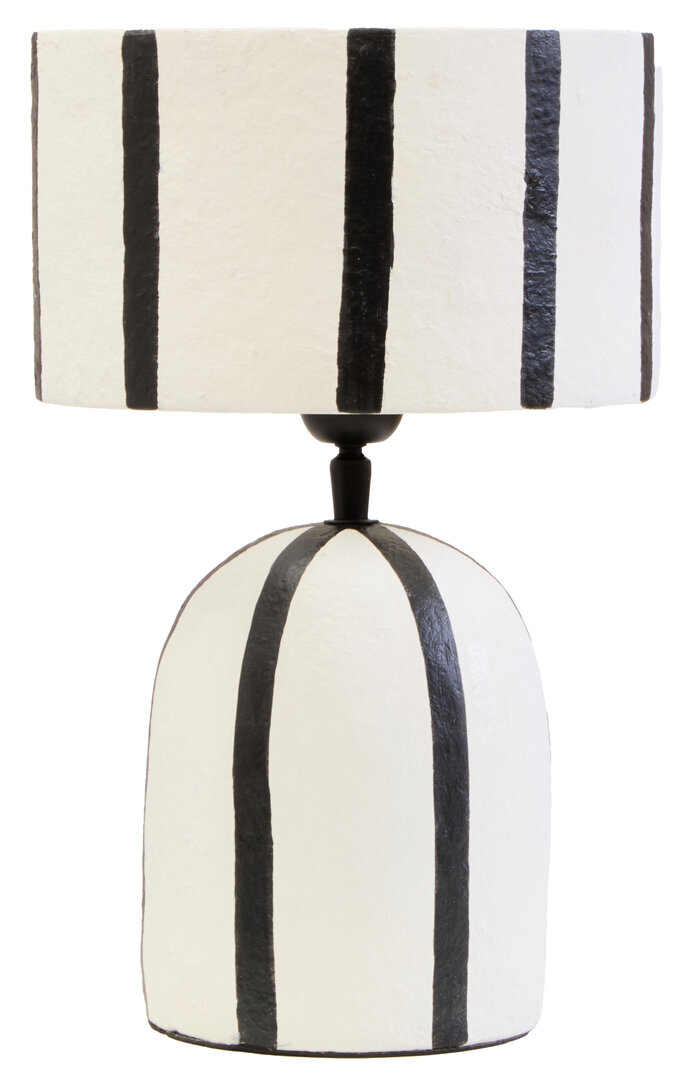 KELMORA Stripe Papier Mache Table Lamp - Black and White - PH Collection