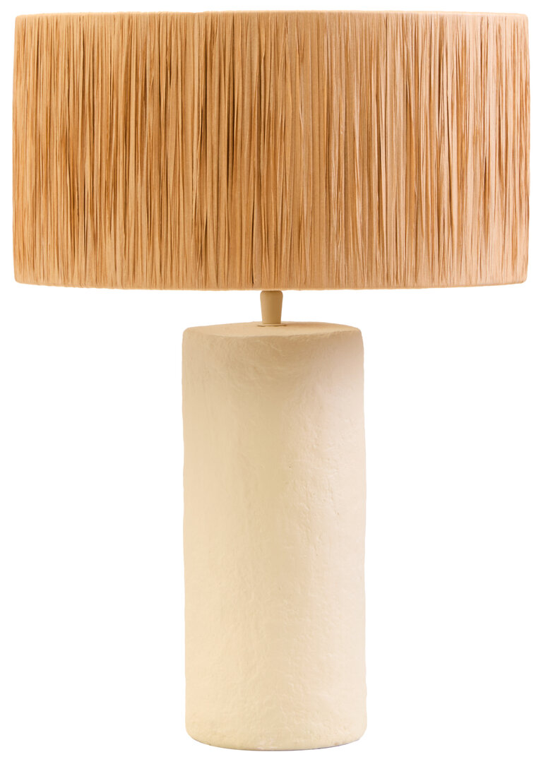 KELMORA Mache Table Lamp With Natural Raffia Shade - Natural - PH Collection