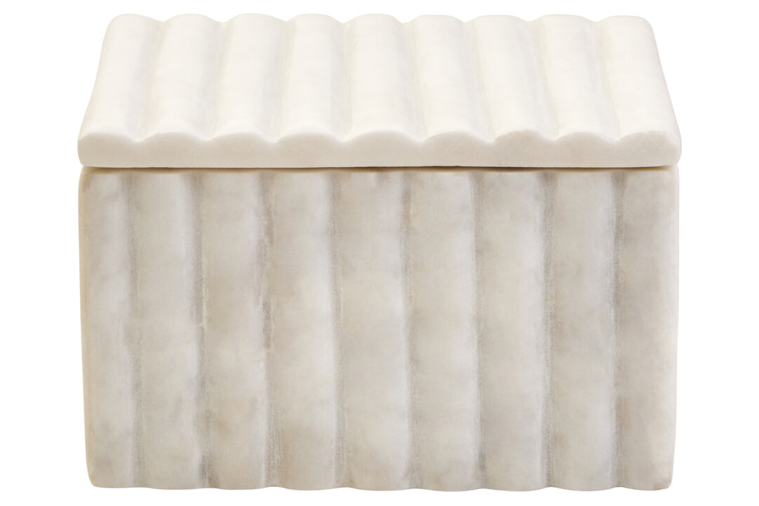 FENWRETH Decorative Square Fluted Marble Box - White - PH Collection