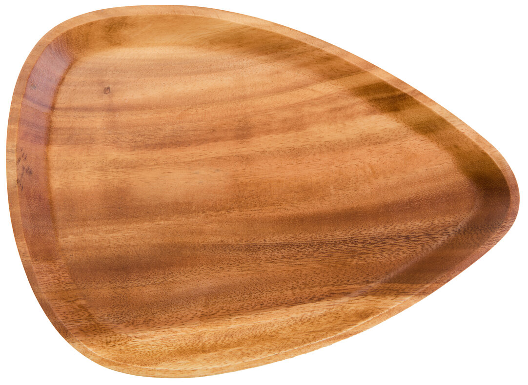 BRAVELYN Curved Triangular Large Wooden Serving Tray - Brown - PH Collection