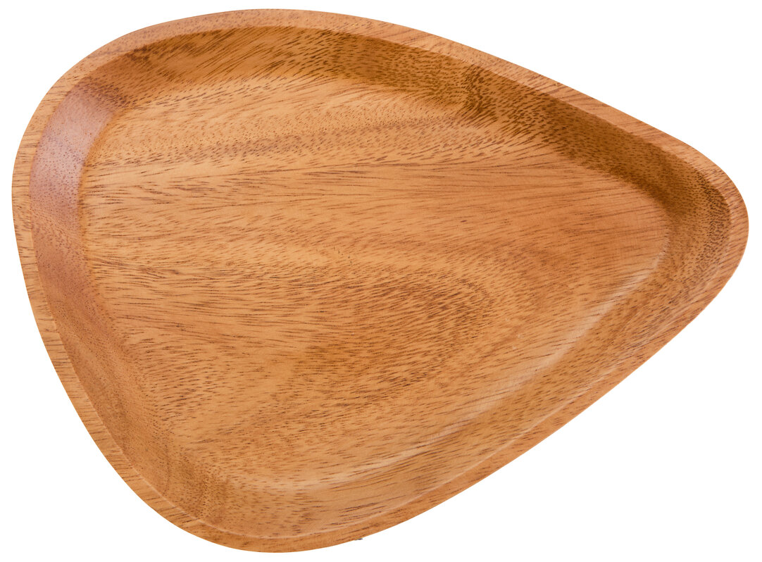 BRAVELYN Curved Triangular Medium Wooden Serving Tray - Brown - PH Collection