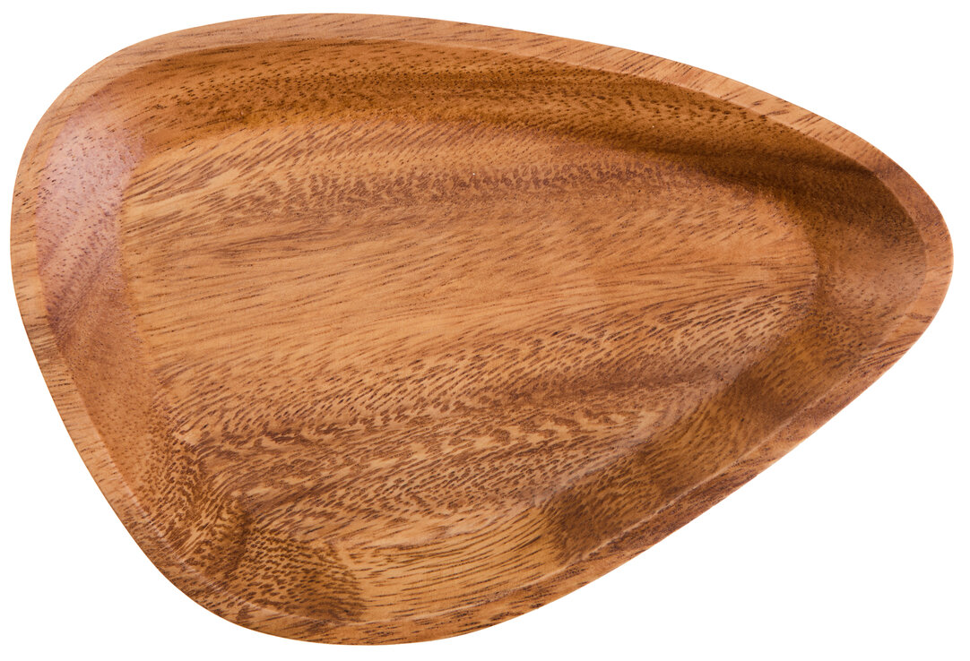 BRAVELYN Curved Triangular Small Wooden Serving Tray - Brown - PH Collection