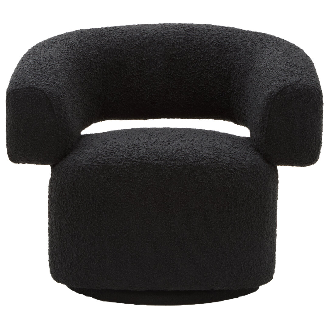 ORLAVOR Boucle Fabric Curved Revolving Armchair - Black - PH Collection