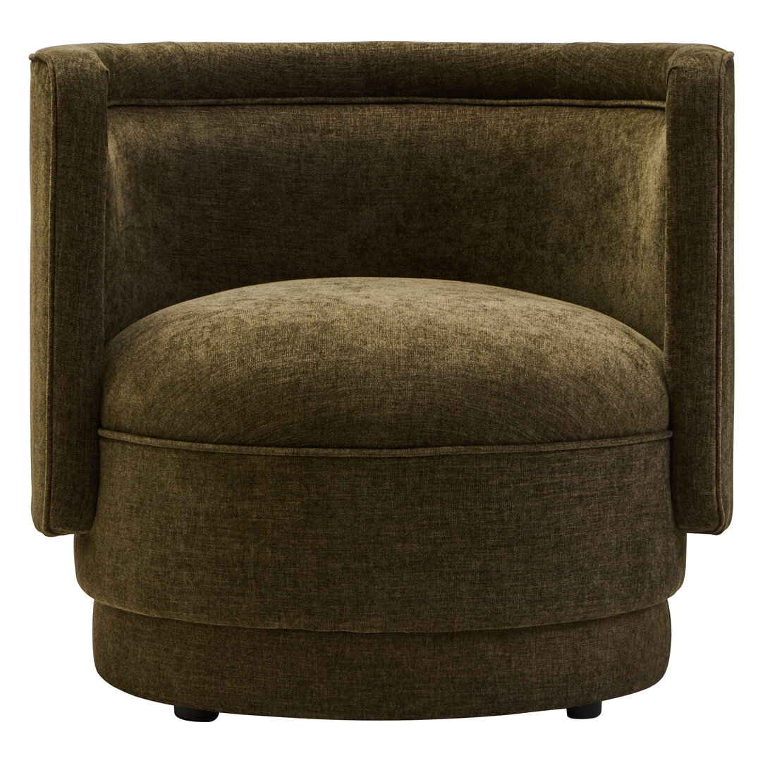 XELWYN Chenille Fabric Curved Armchair - Green - PH Collection