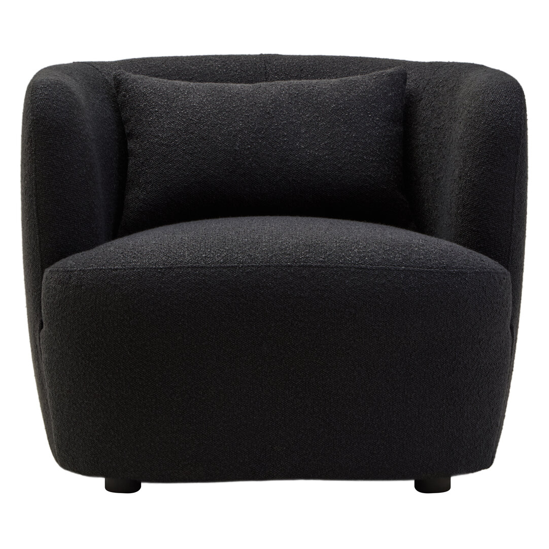 YORLANTH Boucle Fabric Curved Armchair - Black - PH Collection