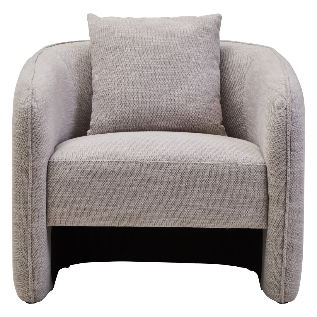 YORVELLA Linen Curved Armchair - Grey - PH Collection