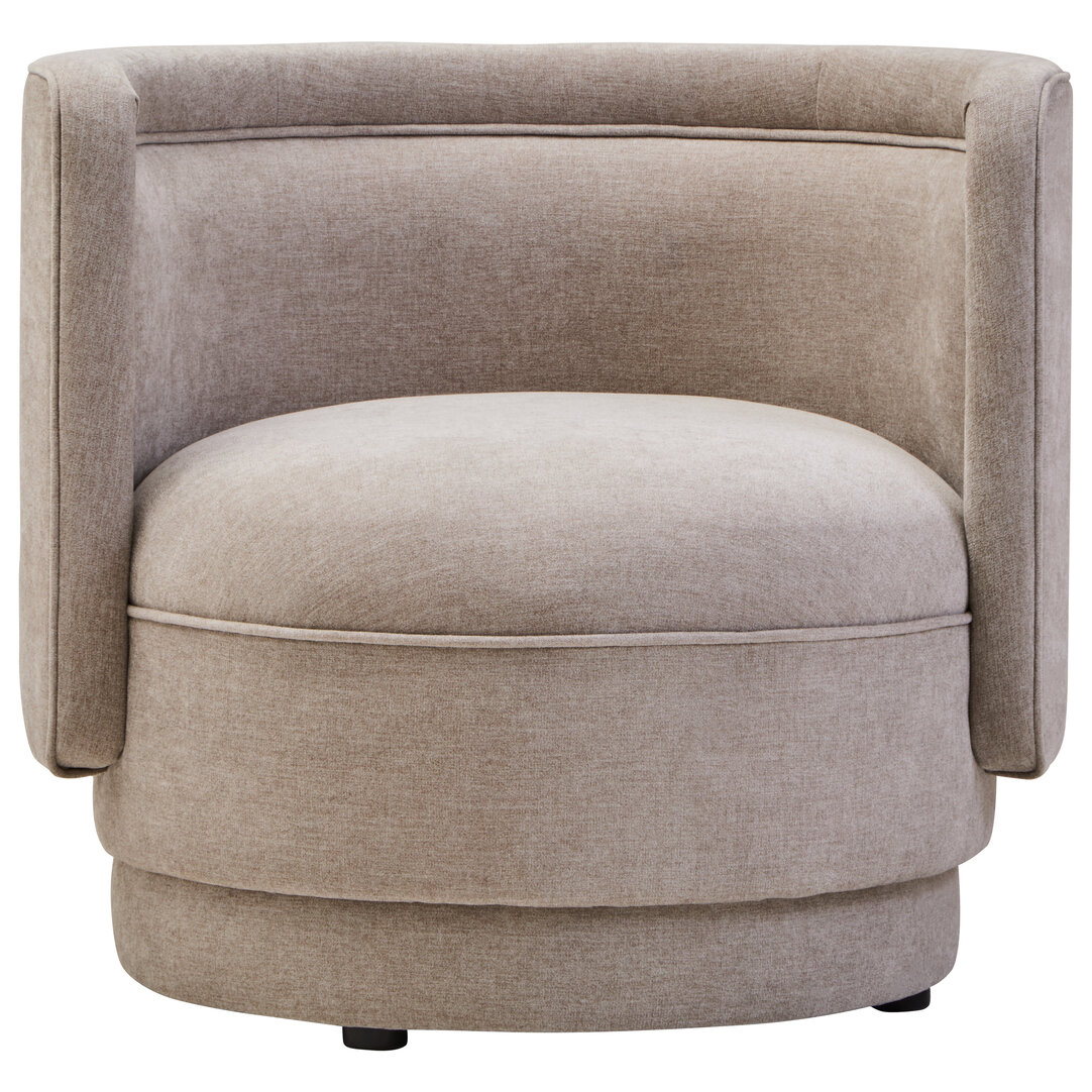 XELWYN Chenille Fabric Curved Armchair - Brown - PH Collection