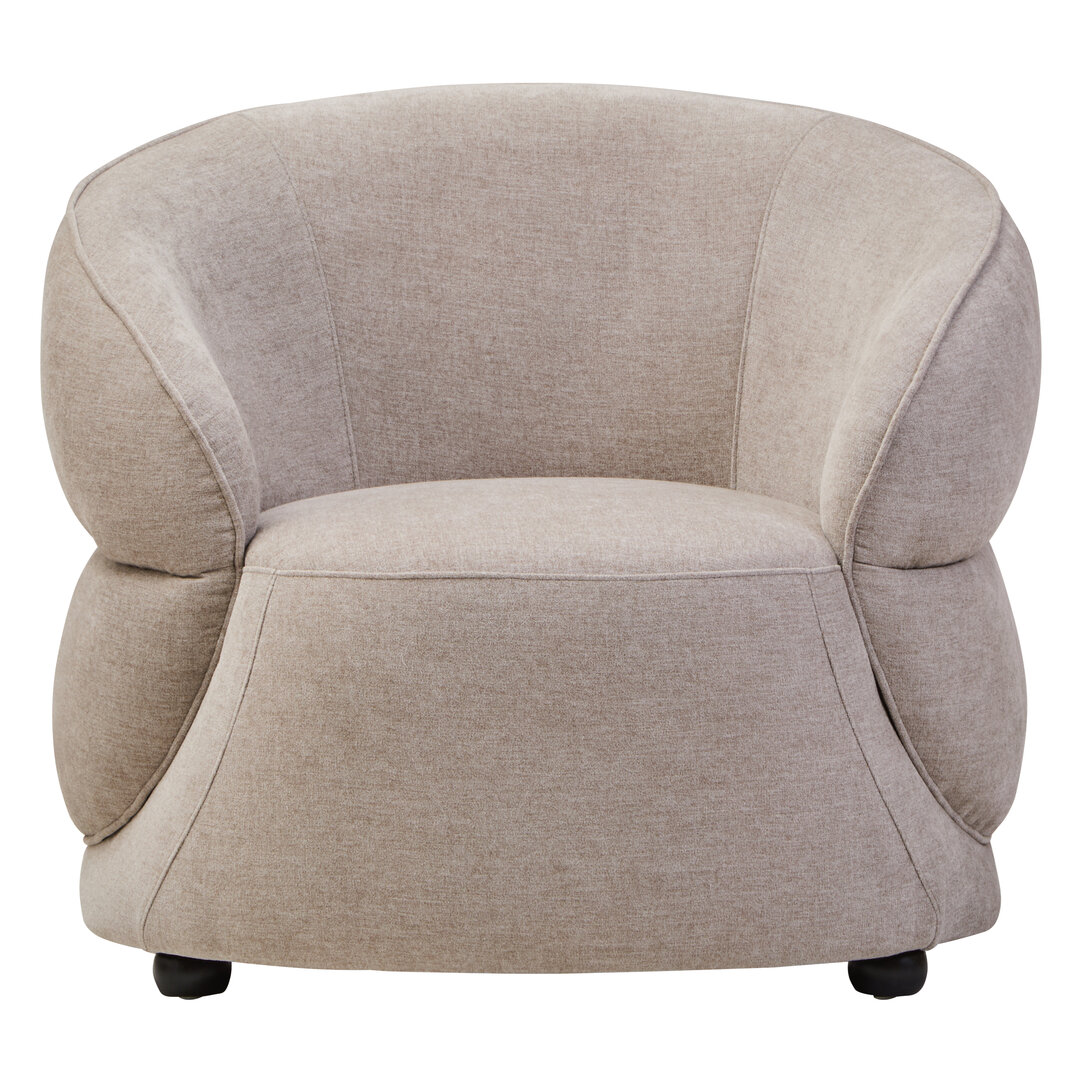 ULVANE Chenille Fabric Curved Armchair - Cream - PH Collection