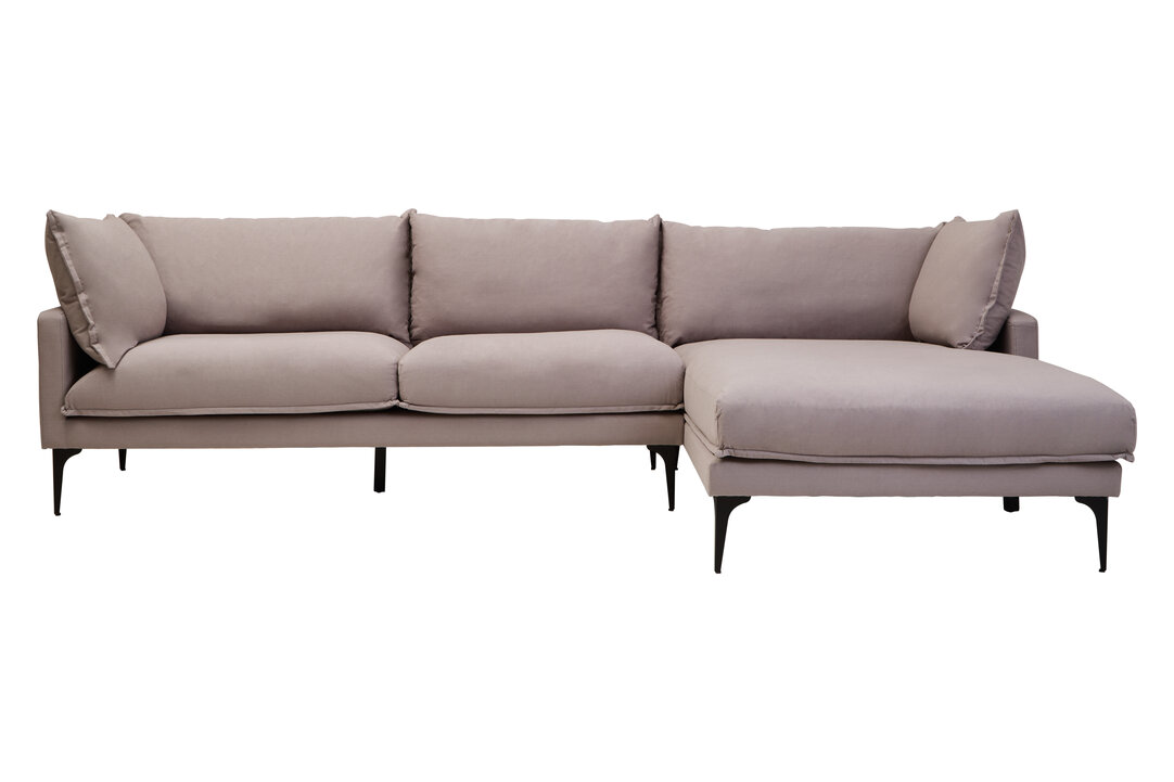 ORRENDALE Fabric 3 Seater L Shaped Corner Sofa - Grey, Right Hand Facing - PH Collection