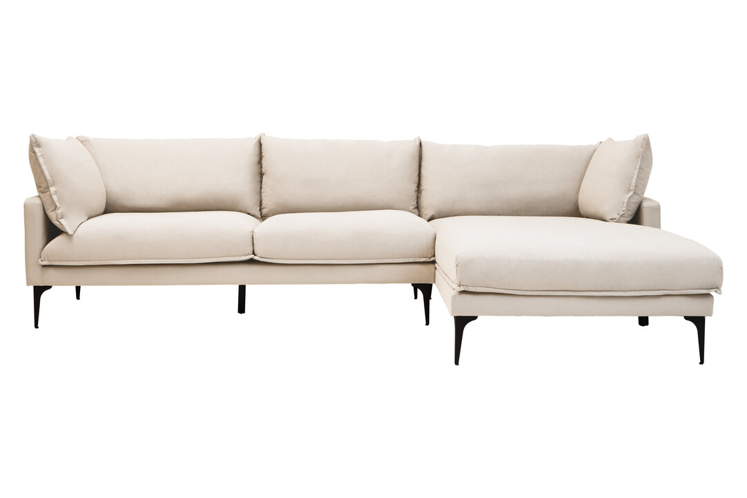 ORRENDALE Fabric 3 Seater L Shaped Corner Sofa - Cream, Right Hand Facing - PH Collection