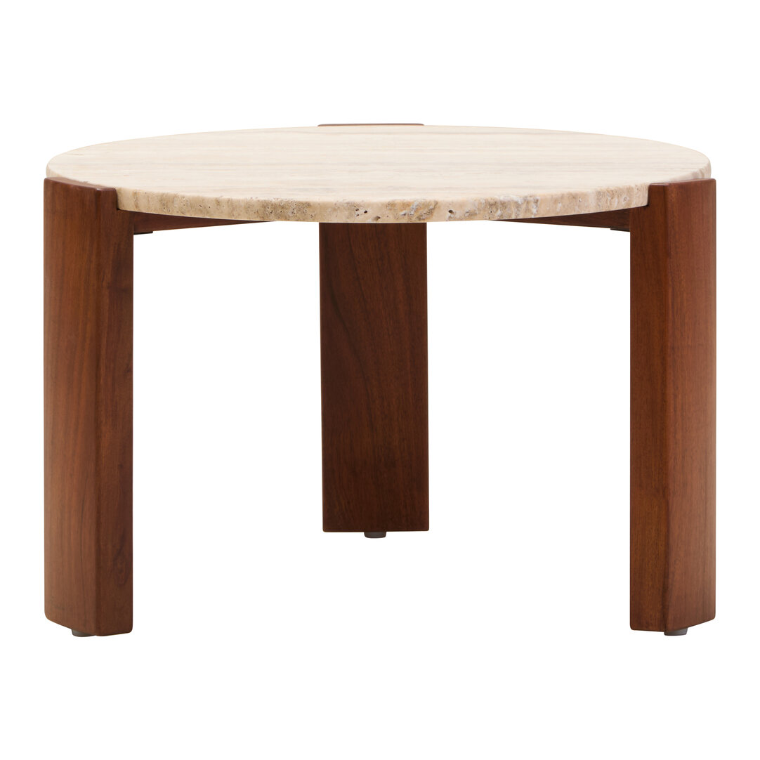 ZERVORA Round Marble Top Coffee Table - Cream and Dark Oak - PH Collection