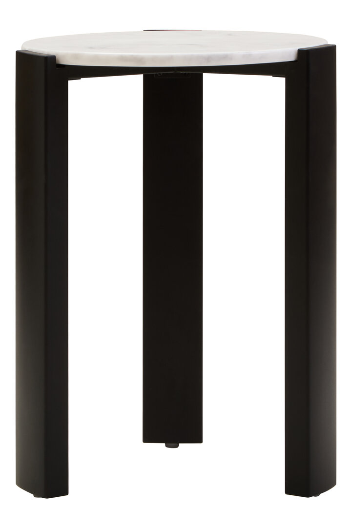 ZERVORA Round Marble Top Wooden Side Table - Black and White - PH Collection