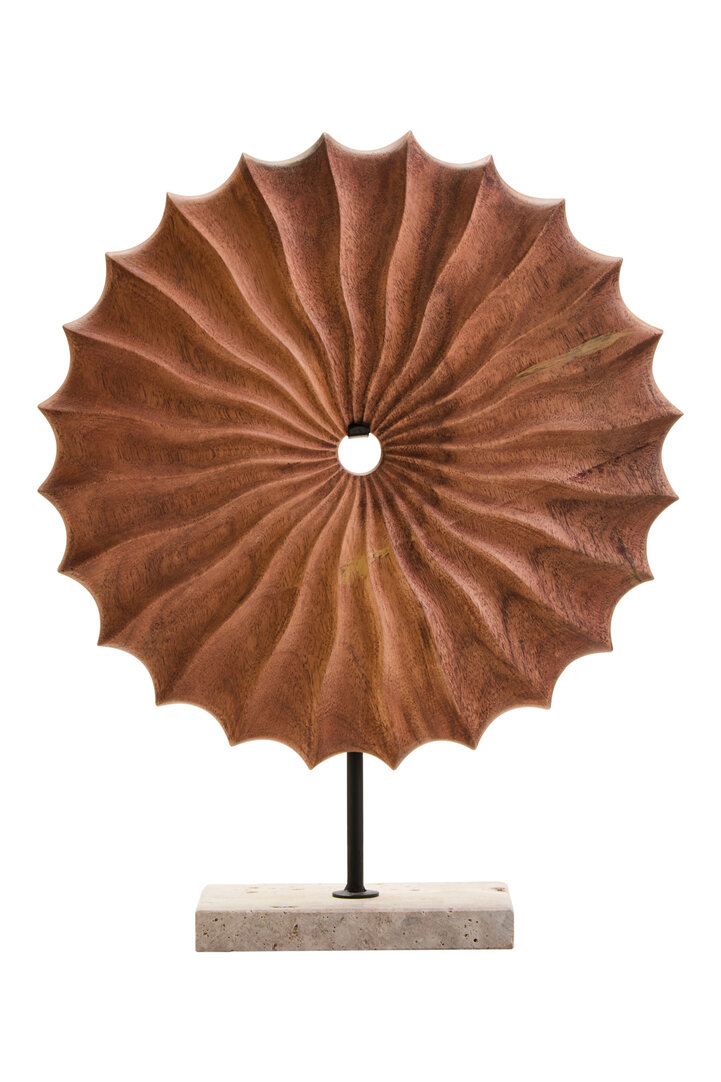 JORMERE Round Sculpture with Travertine Base - Natural - PH Collection