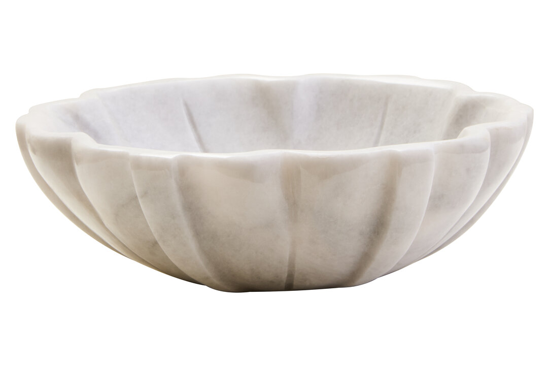 HAVERLYN Small Marble Lotus Decorative Bowl - White - PH Collection