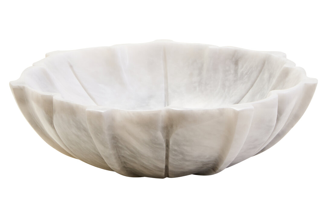 HAVERLYN Medium Marble Lotus Decorative Bowl - White - PH Collection
